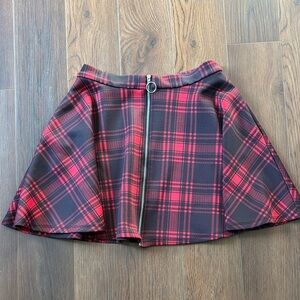 Hot Topic Red and Black Plaid Skater Skirt